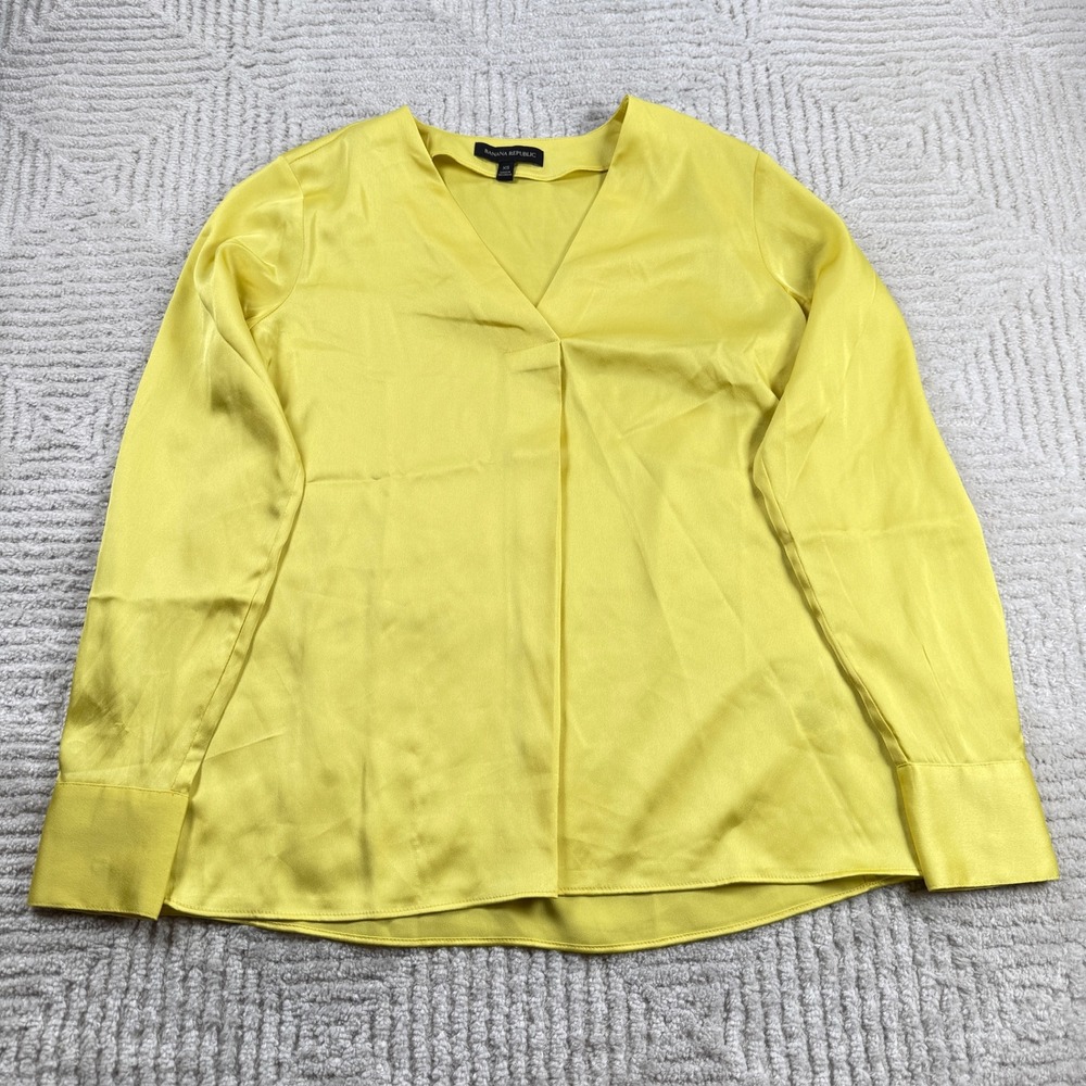 Banana Republic Blouse Women's XS Yellow Office Dopamine Chic Work Bright Sunny